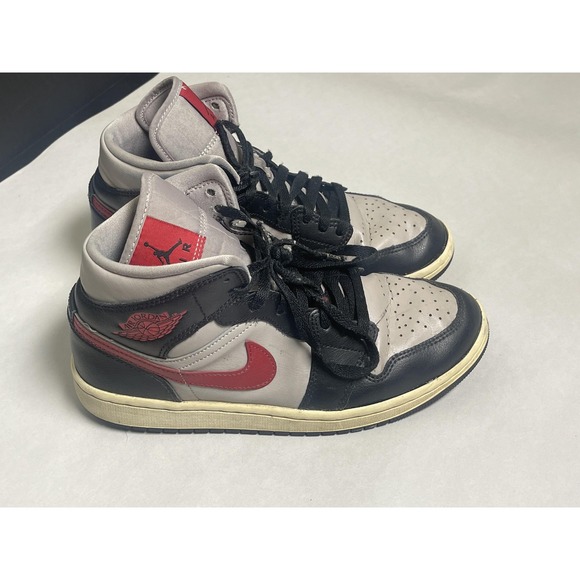 Air Jordan 1 Mid Black College Grey Shoes Womens Size 8.5 Swoosh BQ6472-060 - Picture 1 of 11